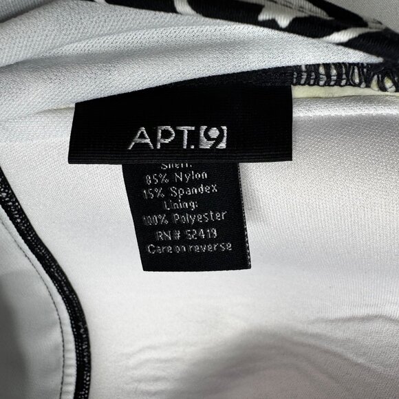 APT. 9‎ Black White Print Halter One-Piece Swimsuit XL Swimdress Conservative - Picture 3 of 11